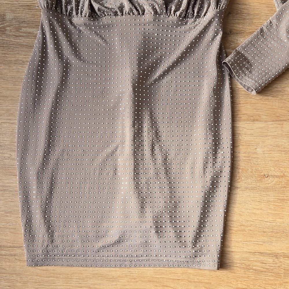 MARCIANO Crystal Wrap Dress in Taupe size S - Picture 4 of 9